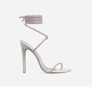 Carmella glitter sole Diamante detail lace up heel